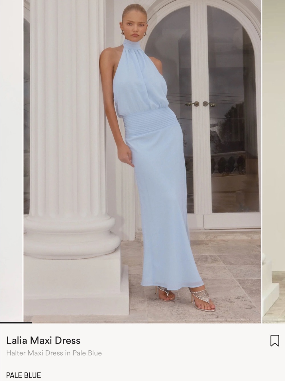 Peppermayo Lalia Halter Maxi Dress in Pale Blue